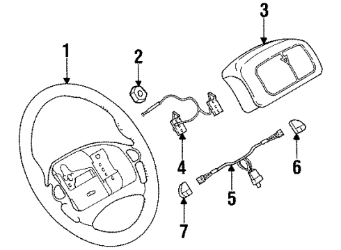 1997 Pontiac Firebird Steering Column, Steering Wheel & Trim Harness Asm, Steering Wheel Pad Accessory Wiring Diagram for 16759681