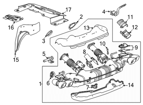 2020 Chevrolet Corvette Exhaust Components Muffler & Pipe Assembly Diagram for 84769452