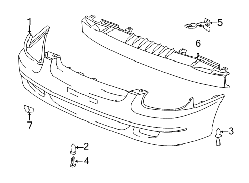 2001 Hyundai Sonata Front Bumper Front Bumper Cover Diagram for 86560-38020