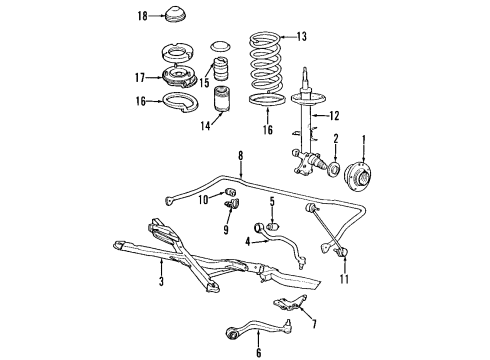 1996 BMW 850Ci Front Suspension Components, Lower Control Arm, Stabilizer Bar Stabilizer, Front Diagram for 31351090392