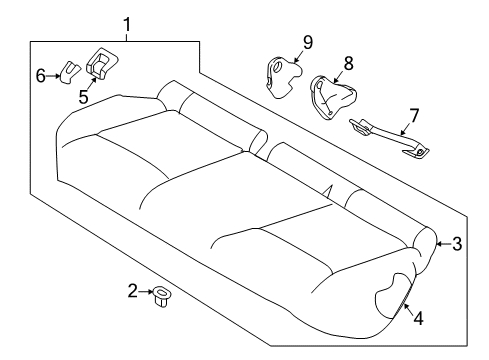 2018 Nissan Rogue Sport Rear Seat Components Bracket Diagram for 88392-6MA0A