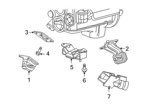 2007 Dodge Ram 2500 Engine & Trans Mounting INSULATOR-Transmission Support Diagram for 52121488AC