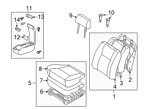 Diagram for 2003 Toyota Tacoma Front Seat Components 