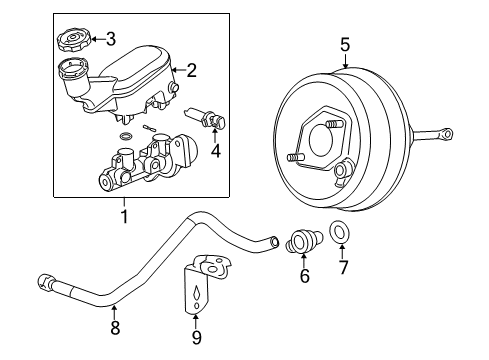 2007 Chevrolet Cobalt Dash Panel Components Power Brake Booster ASSEMBLY Diagram for 15261541