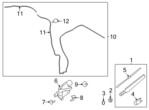 2019 Ford EcoSport Back Door - Wiper & Washer Components Hose Assembly Diagram for GN1Z-17A605-D