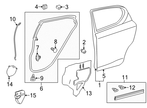 2015 Lexus CT200h Rear Door Cover, Rear Door Service Diagram for 67841-76020