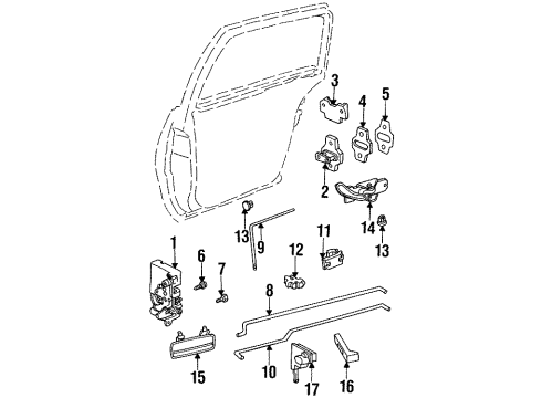 1998 Pontiac Grand Am Rear Door ROD, Door Locking Diagram for 22650059