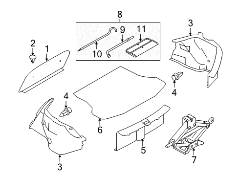 2012 Nissan Versa Interior Trim - Rear Body Jack Complete Diagram for 99550-3AN0B