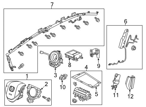 2014 Honda Civic Air Bag Components Reel Assembly, Cable Diagram for 77900-TR0-A11