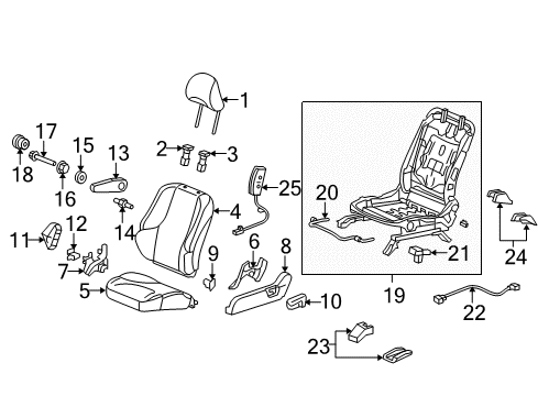 2010 Honda Fit Driver Seat Components Headrest Assy., FR. *NH167L* (GRAPHITE BLACK) Diagram for 81140-TK6-A01ZB