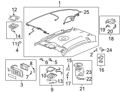 2009 Chevrolet Malibu Interior Trim - Roof Plate Asm, Roof Console Accessory Switch Trim Diagram for 20892857
