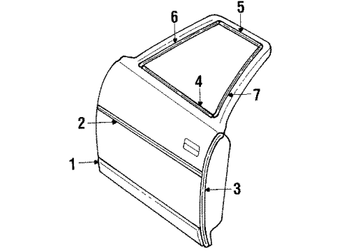 1986 Cadillac DeVille Front Door & Components, Exterior Trim Molding, Rear Side Door Edge Guard Diagram for 1618048