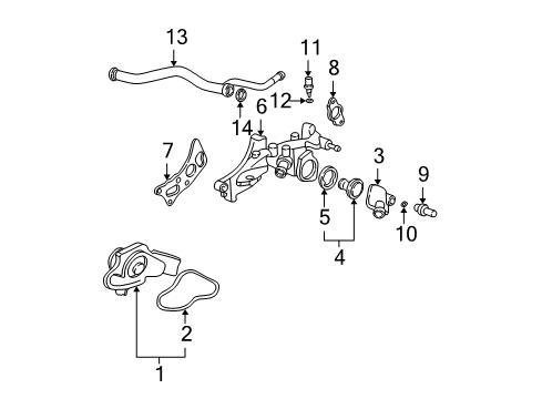1999 Acura TL Water Pump Passage, Water Diagram for 19410-P8F-A01