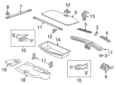 2018 Acura MDX Interior Trim - Rear Body Bracket, Cargo Support Diagram for 84619-TZ5-A00