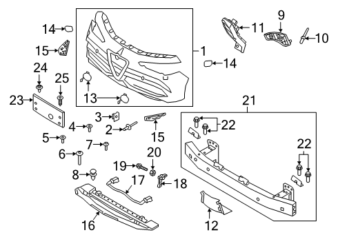 2019 Alfa Romeo Giulia Bumper & Components - Front Bolt-HEXAGON FLANGE Head Diagram for 6106649AA