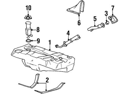 1997 Oldsmobile Aurora Fuel System Components Hose Asm-Fuel Tank Filler & Vent Diagram for 25648231