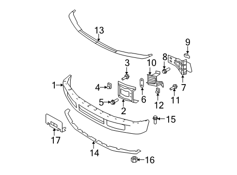 2009 Ford F-250 Super Duty Front Bumper Mount Plate Diagram for 8C3Z-17B984-A