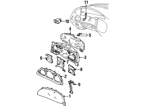 1999 Ford Taurus Instruments & Gauges Cluster Housing Diagram for XF1Z-10848-BA
