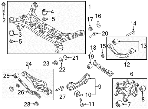 2019 Hyundai Sonata Rear Suspension Components, Lower Control Arm, Upper Control Arm, Stabilizer Bar Bushing-X/Member Rear Diagram for 55460-C1500