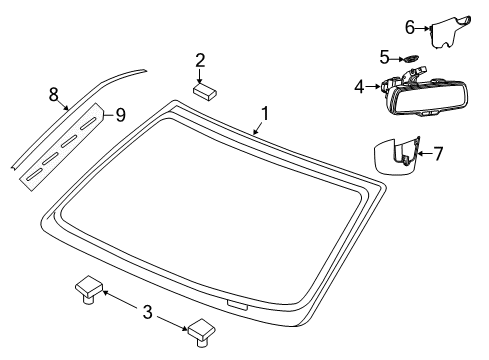 2020 Ram 1500 Classic Glass, Reveal Moldings Clip-Retaining Diagram for 4389815AA