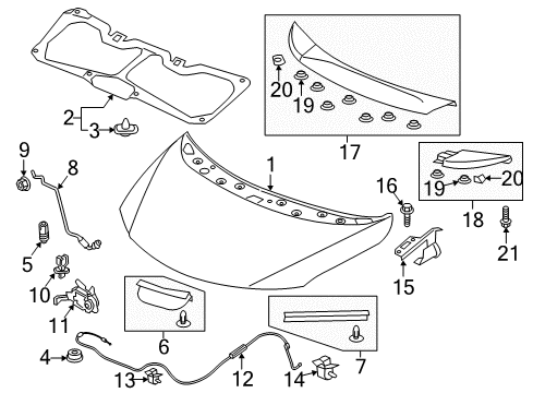 2016 Honda Fit Hood & Components Clip, Hood Seal Rubber Diagram for 91520-SCC-003