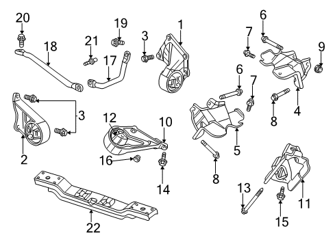 1999 Jeep Grand Cherokee Engine & Trans Mounting Screw Diagram for 6506000AA
