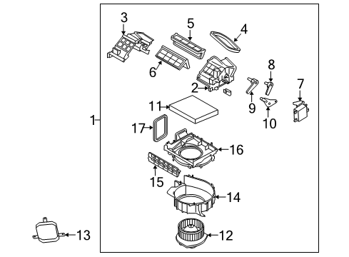 2007 Infiniti M35 Blower Motor & Fan Motor Assy-Blower W/Case Diagram for B7225-JK60C