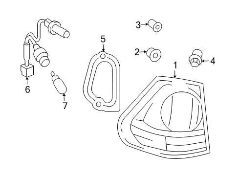 2008 Lexus RX400h Tail Lamps Lens & Body, Rear Combination Lamp, RH Diagram for 81551-48220