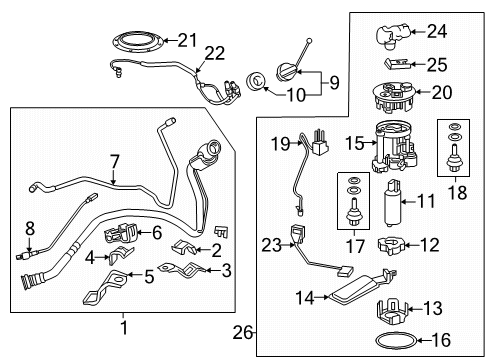 2018 Lexus RX450hL Fuel Supply Tube Sub-Assembly, Fuel Diagram for 77203-0E010