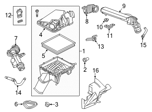 2019 Cadillac XTS Air Intake Front Duct Diagram for 22831203