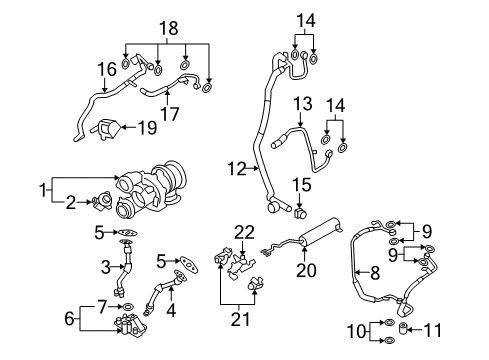 2012 BMW X6 Turbocharger Turbocharger Coolant Line Diagram for 11537577014