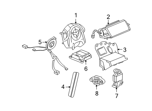 2009 Chevrolet Corvette Air Bag Components Clock Spring Diagram for 19153097