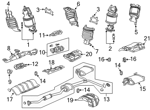 2007 Acura TL Exhaust Components Muffler, Driver Side Exhaust Diagram for 18305-SEP-A51