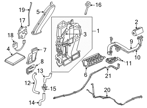 2009 Mercury Mariner Auxiliary Air Conditioner AC Hose Diagram for 7M6Z-19835-A