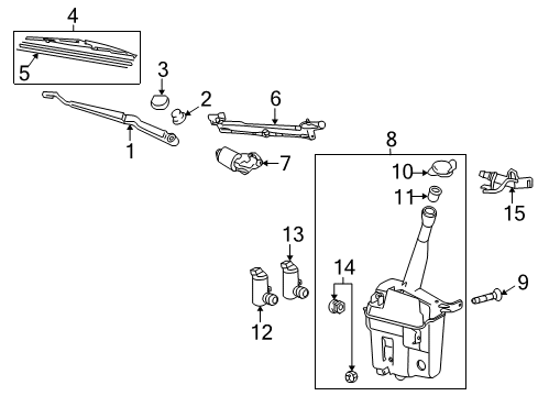 2009 Pontiac Vibe Wiper & Washer Components Front Motor Diagram for 19184572