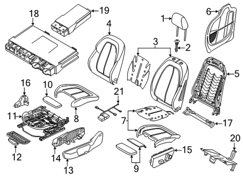 2022 BMW M235i xDrive Gran Coupe Driver Seat Components FOAM PART, SPORT BACKREST LE Diagram for 52109873019