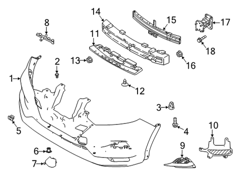 2022 Nissan Rogue Sport Bumper & Components - Front Stay-Front Bumper, Lower LH Diagram for F2215-6MAMH