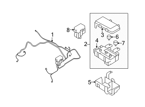 2011 Hyundai Azera Wiring Harness Engine Room Junction Box Assembly Diagram for 91950-3K761