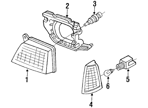 1993 Pontiac LeMans Headlamps Lamp Asm-Front Sidemarker (LH) Diagram for 16518127