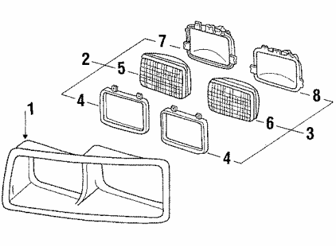 1986 Buick Skylark Headlamps Headlamp Capsule Assembly L.H. Diagram for 16502325