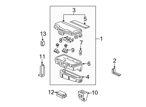 2003 Honda Pilot Electrical Components Box Assembly, Relay Diagram for 38250-S9V-A11