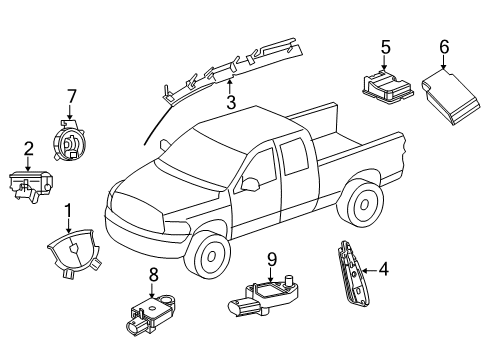 2012 Ram 3500 Air Bag Components Steering Column Control Module Clock Spring Diagram for 56046115AE