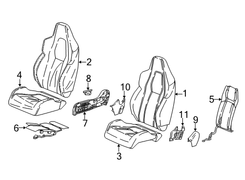 2020 Honda Civic Passenger Seat Components Heater Set, Right Front Seat-Back Diagram for 81150-TBF-A01