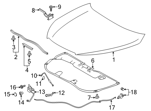 2014 Toyota Highlander Hood & Components Latch Assembly Diagram for 53510-0E090