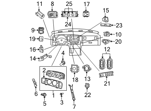 2006 Dodge Ram 1500 Cluster & Switches Bulb-Heater And A/C Control Diagram for 5013815AA