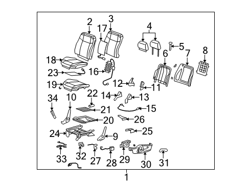 2010 Hummer H3 Front Seat Components Switch, Driver Seat Adjuster Diagram for 19169160
