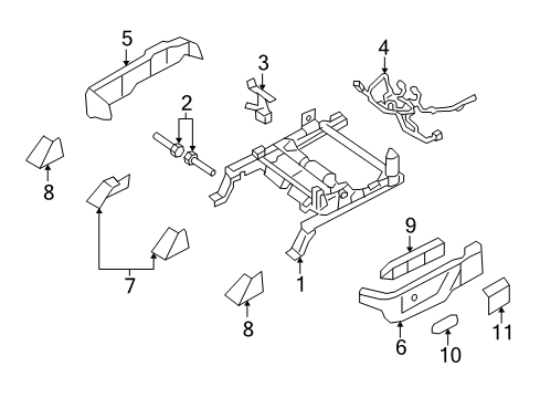 2005 Mercury Montego Power Seats Track Cover Diagram for 5G1Z-5461749-AAD