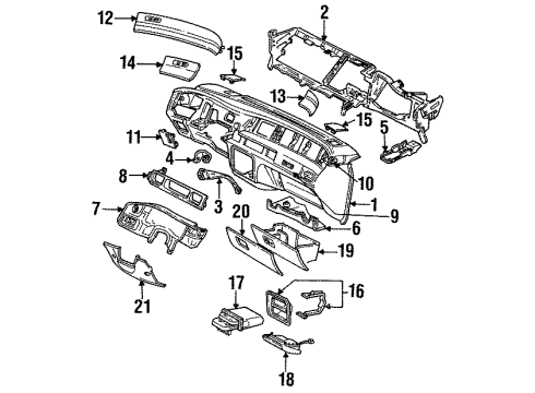 1993 Mercury Sable Instrument Panel Ashtray Assembly Diagram for F3DZ5404810A
