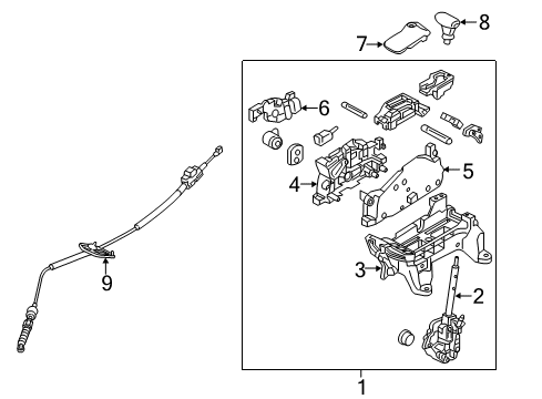 2019 Hyundai Elantra Center Console Automatic Transmission Lever Cable Assembly Diagram for 46790-F2100
