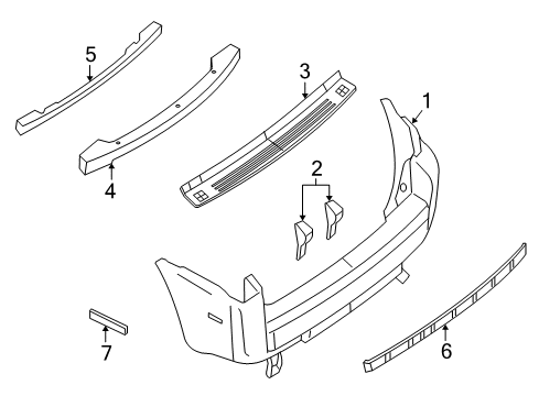 2006 Mercury Mariner Rear Bumper Bumper Cover Bracket Diagram for 5E6Z-17D942-AA